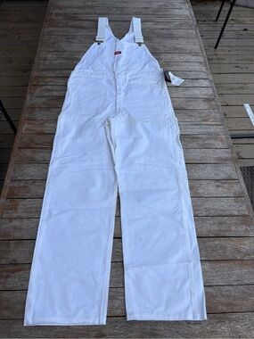 Dickies NEW White Painter Bib Overall Carpenter White 32x32 Some Yellowing